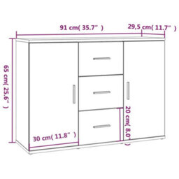 Vidaxl Sideboard Sonoma Oak 91X29.5X65 Cm Engineered Wood - thumbnail 9