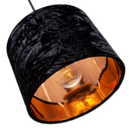 Happy Homewares Modern Black Crushed Velvet 8 Table/pendant Lampshade With Shiny Copper Inner - thumbnail 4