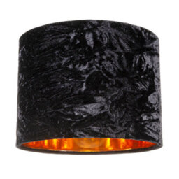 Happy Homewares Modern Black Crushed Velvet 8 Table/pendant Lampshade With Shiny Copper Inner - thumbnail 1