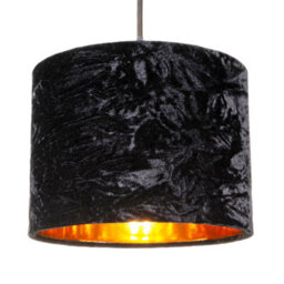 Happy Homewares Modern Black Crushed Velvet 8 Table/pendant Lampshade With Shiny Copper Inner - thumbnail 2