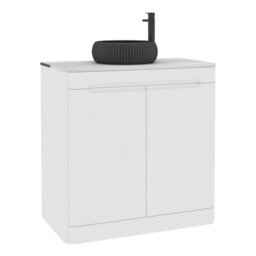 Royal Bathrooms Venice 800mm Gloss White Freestanding Bathroom Countertop Vanity Unit 2 Door With Milan Black Basin - thumbnail 7