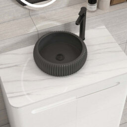 Royal Bathrooms Venice 800mm Gloss White Freestanding Bathroom Countertop Vanity Unit 2 Door With Milan Black Basin - thumbnail 6