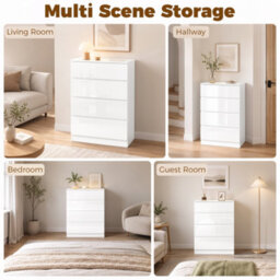 Homcom High Gloss 4 Drawer Chest Of Drawers With Glass Top Rgb Led Lights - thumbnail 8