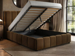 Solace+Co Emilie Ribbed Double Ottoman Bed Brown Velvet - thumbnail 3