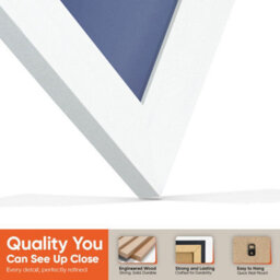 "AK Frames 25X17"" White Modern Vinyl Record Frame With Blue Mount For 12 Inch Lp Cover & Disc - Overlapped Design" - thumbnail 3