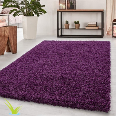 Wadan Modern Shaggy Rug 5Cm Thick Soft Pile, Nonslip, Washable Area Rug, Soft Touch Carpet, Purple, 80 X 150Cm - image 1