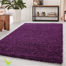 Wadan Modern Shaggy Rug 5Cm Thick Soft Pile, Nonslip, Washable Area Rug, Soft Touch Carpet, Purple, 80 X 150Cm - thumbnail 1