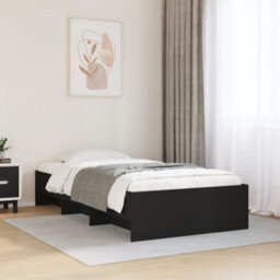 Berkfield Bed Frame Without Mattress Black 75X190 Cm Small Single Engineered Wood - thumbnail 1
