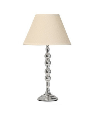 Lighting Supermarket Bergen Slimline Silver Chrome Candlestick Table Lamp With Coolie Linen Shade - image 1