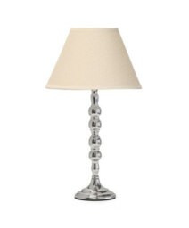 Lighting Supermarket Bergen Slimline Silver Chrome Candlestick Table Lamp With Coolie Linen Shade - thumbnail 1