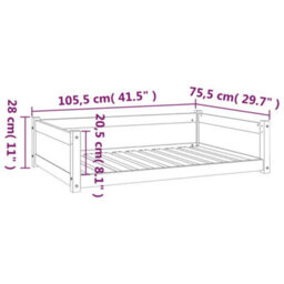 Vidaxl Dog Bed White 105.5X75.5X28 Cm Solid Pine Wood - thumbnail 8