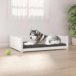 Vidaxl Dog Bed White 105.5X75.5X28 Cm Solid Pine Wood - thumbnail 1