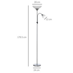 Homcom Mother-Child Floor Lamp Duo Light Steel Frame W/ 2 Switches Round Base - thumbnail 3