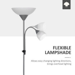 Homcom Mother-Child Floor Lamp Duo Light Steel Frame W/ 2 Switches Round Base - thumbnail 5