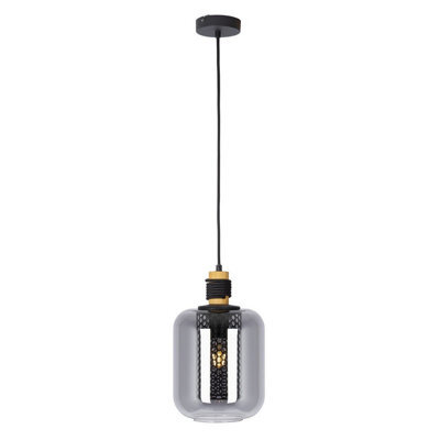 Luminosa Lighting Luminosa Ando Dome Pendant Ceiling Light Black Smoke Glass Shade 1X E27 - image 1