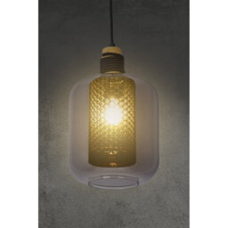 Luminosa Lighting Luminosa Ando Dome Pendant Ceiling Light Black Smoke Glass Shade 1X E27 - thumbnail 5