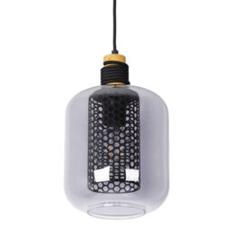 Luminosa Lighting Luminosa Ando Dome Pendant Ceiling Light Black Smoke Glass Shade 1X E27 - thumbnail 4