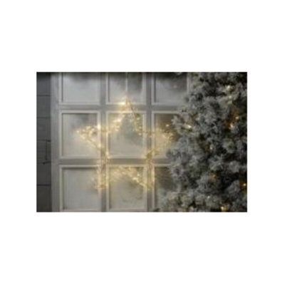 Christmas Decoration - Starburst Snowflake Hanging Light Warm White 60Cm - image 1