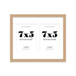 12X10 Inch 2 Opening Photo Collage Frame, Display Two 7X5 Inch Photos, Multi Aperture Family Picture Frame, Oak - thumbnail 2