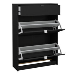 Furniture To Go Shoes Shoe Cabinet 2 Flip Down Doors + 1 Drawer In Matt Black - thumbnail 4