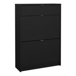 Furniture To Go Shoes Shoe Cabinet 2 Flip Down Doors + 1 Drawer In Matt Black - thumbnail 1