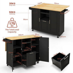 Kitchen Trolley Cart Rolling Kitchen Island Cart With Deep Drawer - thumbnail 2