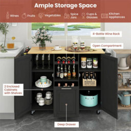 Kitchen Trolley Cart Rolling Kitchen Island Cart With Deep Drawer - thumbnail 4