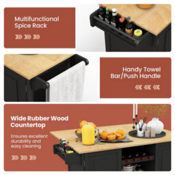 Kitchen Trolley Cart Rolling Kitchen Island Cart With Deep Drawer - thumbnail 3
