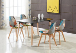 Life Interiors Patchwork Halo Dining Set Includes A Black Dining Table & Set Of 4 Multicolour Fabric Chairs - thumbnail 2