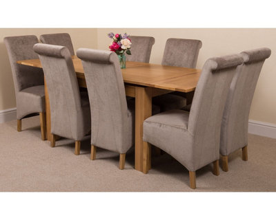 That's Furniture Richmond 140Cm - 220Cm Oak Extending Dining Table And 8 Chairs Dining Set With Montana Grey Fabric Chairs - image 1