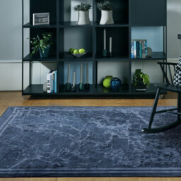 Blue Border Luxurious Modern Abstract Bordered Easy To Clean Living Room And Bedroom Rug-160Cm X 230Cm - thumbnail 1