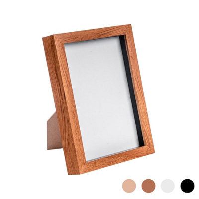 "Nicola Spring A5 (6 X 8"") Photo Frame - Dark Wood - 3D Photo Frame Picture Frame Box Portrait Display Case (23.5 X 17Cm)" - image 1