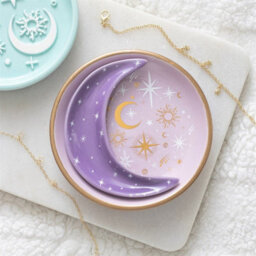 Purple Moon Stacking Trinket Dishes Two Piece Celestial Ceramic Set - thumbnail 1