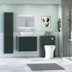 Royal Bathrooms Avenza 700mm Deep Moss Green Wall Hung Bathroom Countertop Vanity Unit 2 Drawer With Elva Basin - thumbnail 4