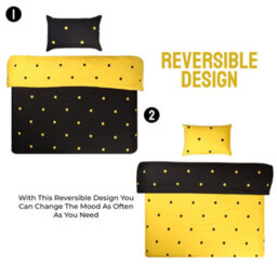 Ameha Printed Duvet Cover Matching Pillowcase 3Piece Set Reversible & Anti Allergic Black & Yellow Dotted King (230X220Cm) - thumbnail 5