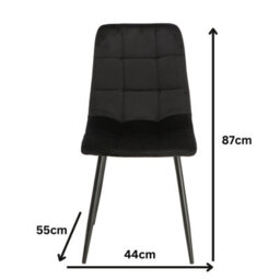 Urbn-Living Urbnliving 87Cm Height Blue Plush Velvet Padded Dining Chairs With Metal Legs Home Furniture 4 Pcs - thumbnail 6