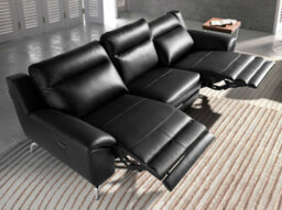 Angel Cerda Luxurious 3-Seater Black Leather Relax Sofa For Ultimate Comfort - thumbnail 5