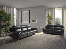 Angel Cerda Luxurious 3-Seater Black Leather Relax Sofa For Ultimate Comfort - thumbnail 3