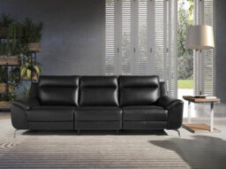 Angel Cerda Luxurious 3-Seater Black Leather Relax Sofa For Ultimate Comfort - thumbnail 2