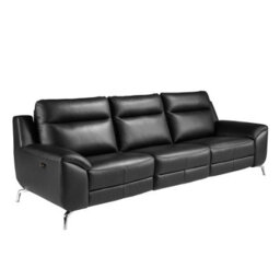 Angel Cerda Luxurious 3-Seater Black Leather Relax Sofa For Ultimate Comfort - thumbnail 1