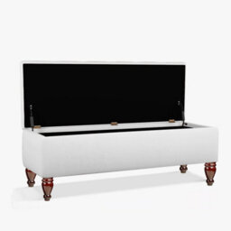 Lisbon Plain 120Cm Ottoman Storage Bench - Plush Velvet Shoe Bench - White Upholstery Footstool With Storage - thumbnail 2