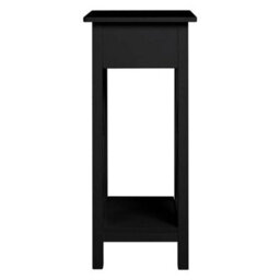 02 Black Wooden Sofa Side Table With Shelf & Drawer Bedside Table Cabinet Storage Stand - thumbnail 5
