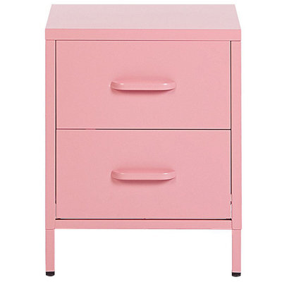 Beliani Home Pink Steel Bedside Table With 2 Drawers, W43 X D40 X H55Cm - image 1