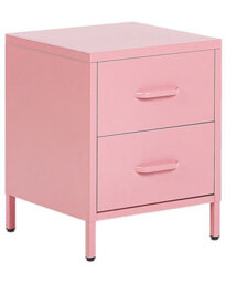Beliani Home Pink Steel Bedside Table With 2 Drawers, W43 X D40 X H55Cm - thumbnail 3