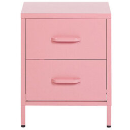 Beliani Home Pink Steel Bedside Table With 2 Drawers, W43 X D40 X H55Cm - thumbnail 1