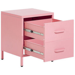 Beliani Home Pink Steel Bedside Table With 2 Drawers, W43 X D40 X H55Cm - thumbnail 4