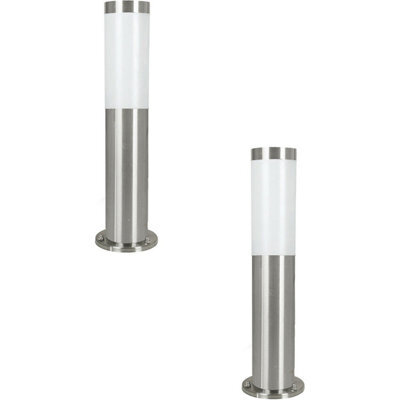 2 Pack Ip44 Outdoor Stainless Steel Bollard Lights - 12W E27 Driveway Posts - image 1