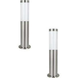 2 Pack Ip44 Outdoor Stainless Steel Bollard Lights - 12W E27 Driveway Posts