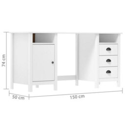 Vidaxl Desk Hill White 150X50X74 Cm Solid Pine Wood Desks - thumbnail 7