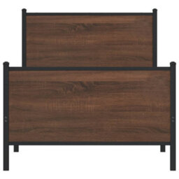Berkfield Metal Bed Frame Without Mattress Brown Oak 90X190 Cm Single - thumbnail 5